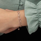 Silver Rose Oval Stone Women's Bracelet